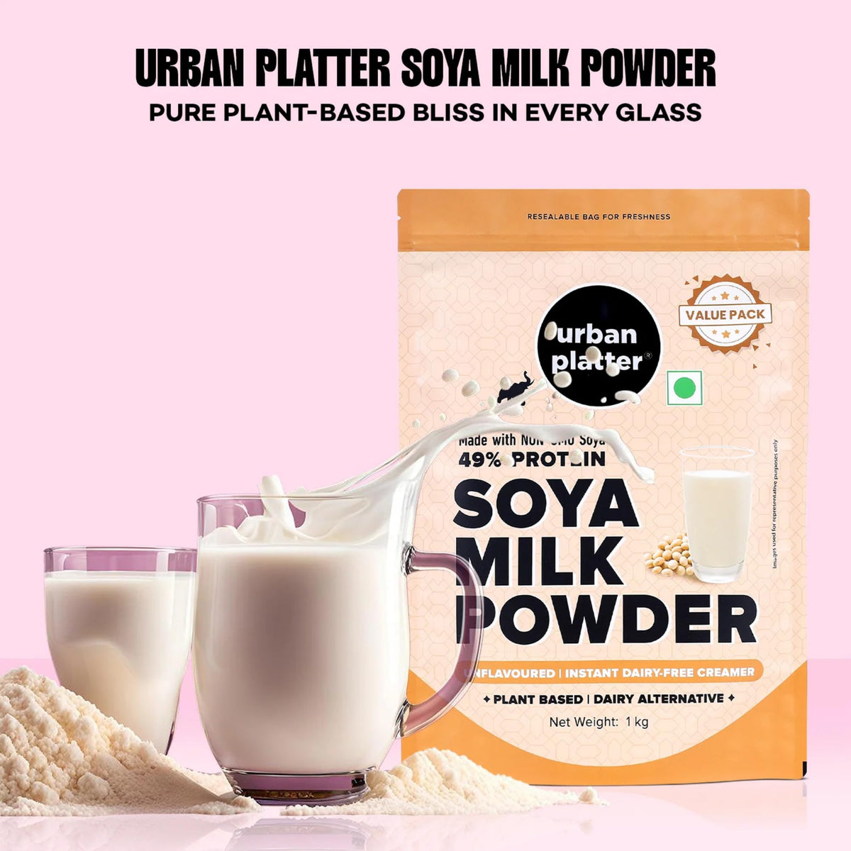 Urban Platter Soya Milk Powder in smoothie bowl for protein boost