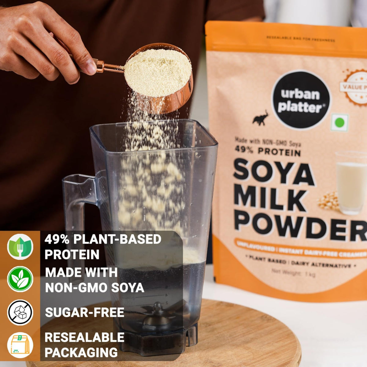 Urban Platter Soya Milk Powder tea milk mixing for a smooth cup