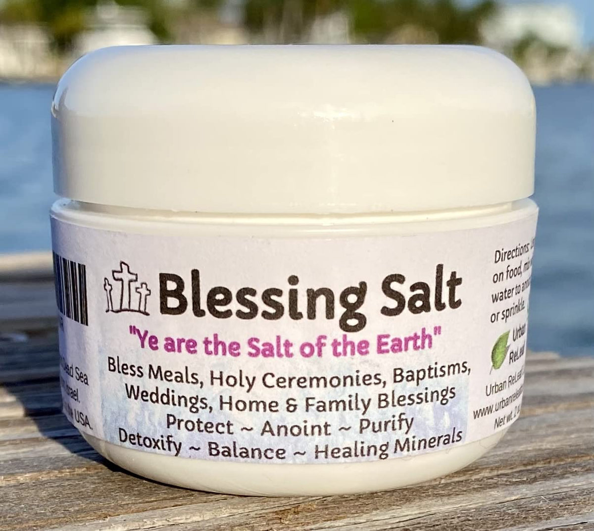 Urban ReLeaf Blessing Salt jar close-up for sacred use.