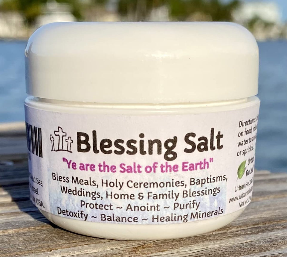 Urban ReLeaf Blessing Salt jar close-up for sacred use.