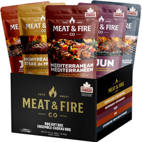 Urbani BBQ gift set front view showcasing the gold foil box, ideal for grilling enthusiasts