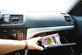 Urbani Far Field Edamame BBQ bag-open scene emphasizes quick post-workout refuel.