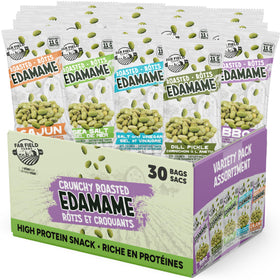 Urbani Far Field Crunchy Edamame Dill Pickle bag showing savory crunch and portability