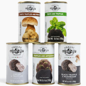Urbani Truffles jar with spoon highlighting all-natural ingredients.
