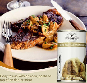 Urbani Truffles sauce being poured over pasta for a luxurious finish.