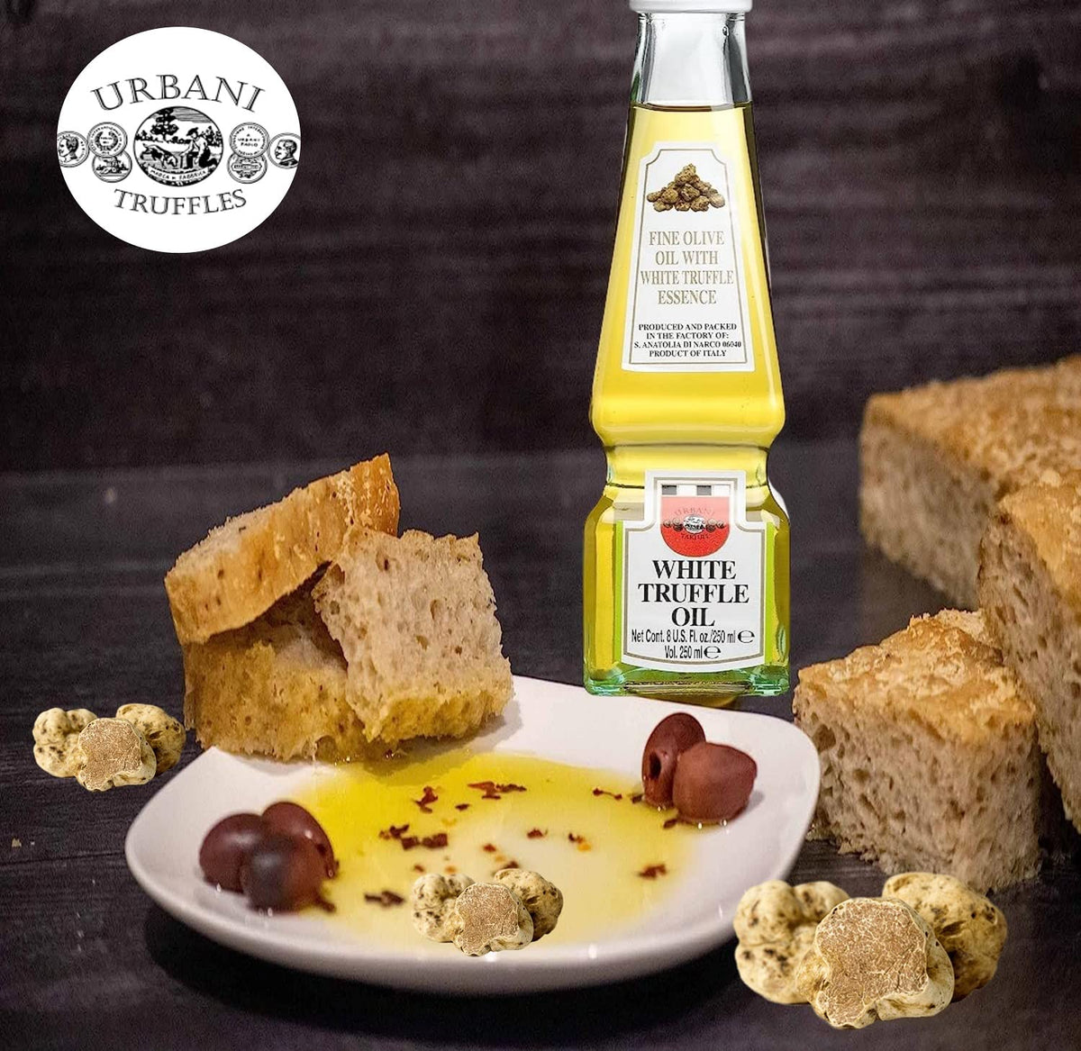 Urbani White Truffle Oil on pasta dish elevates flavor and aroma.
