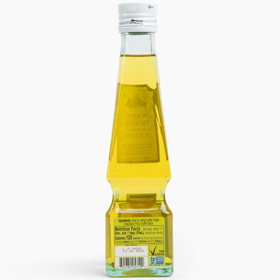 Urbani White Truffle Oil on a pizza slice finishes with luxe aroma.