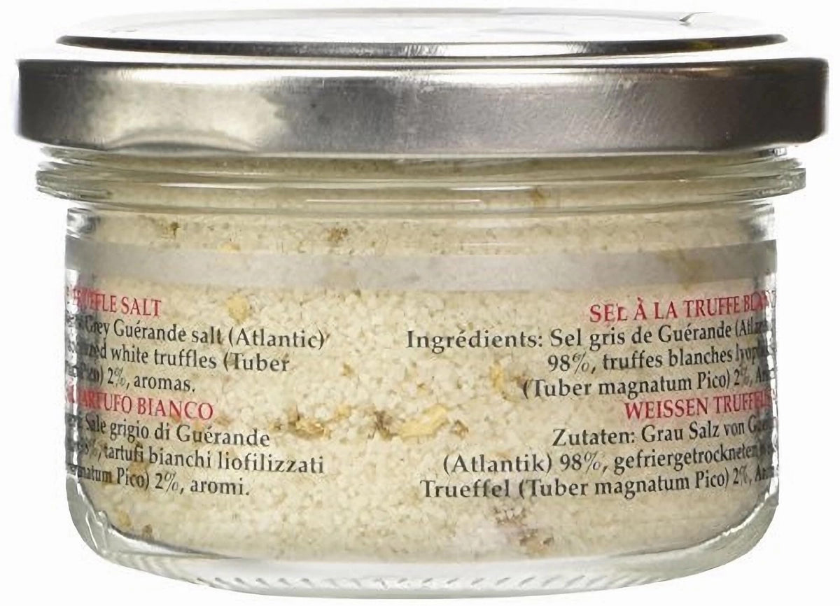 Urbani White Truffle Salt packaging gift tin signaling premium flavor.