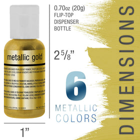 Six metallic colors in a color palette for intermixing vibrant hues