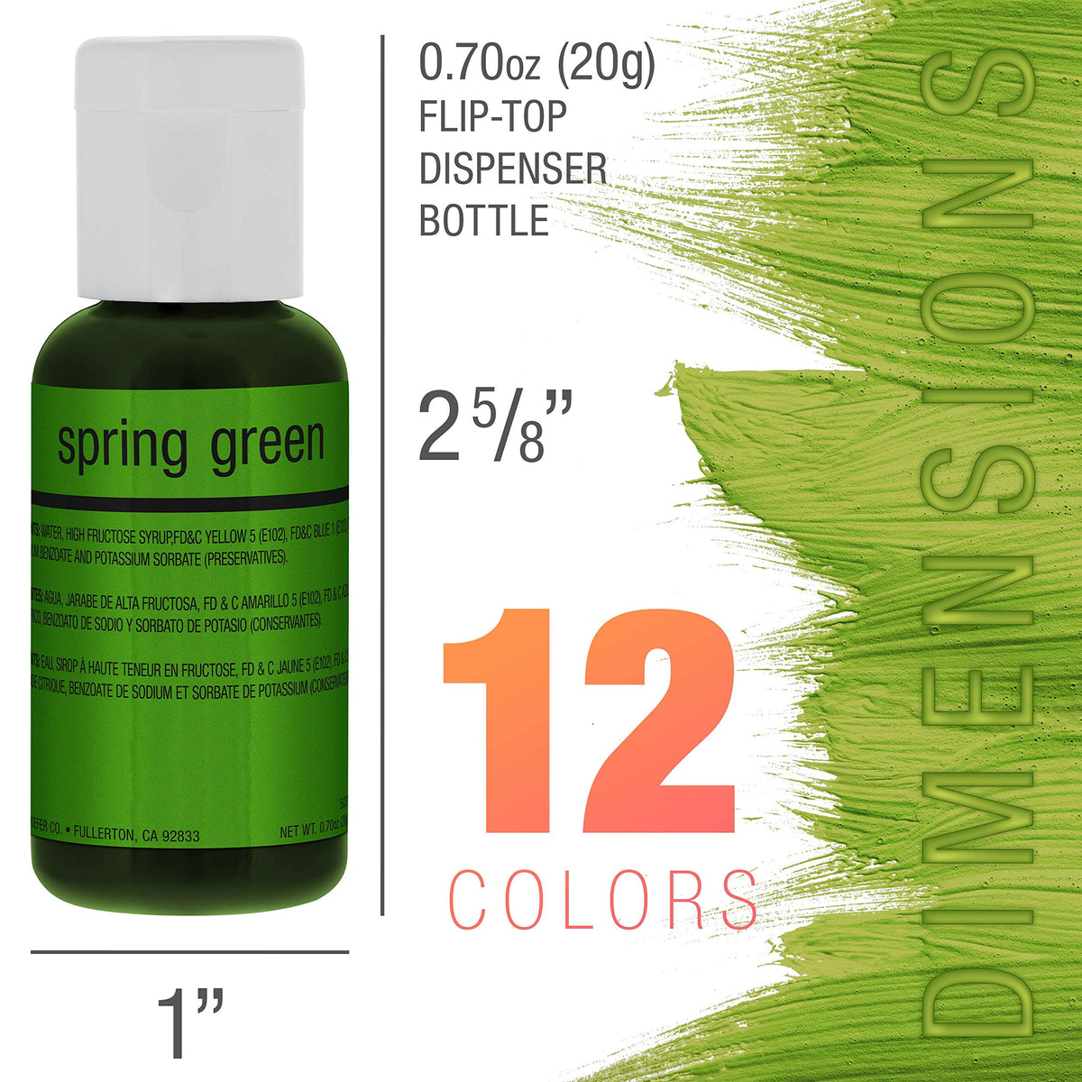U.S. Cake Supply airbrush color set—sealed flip-top bottles for mess-free use.