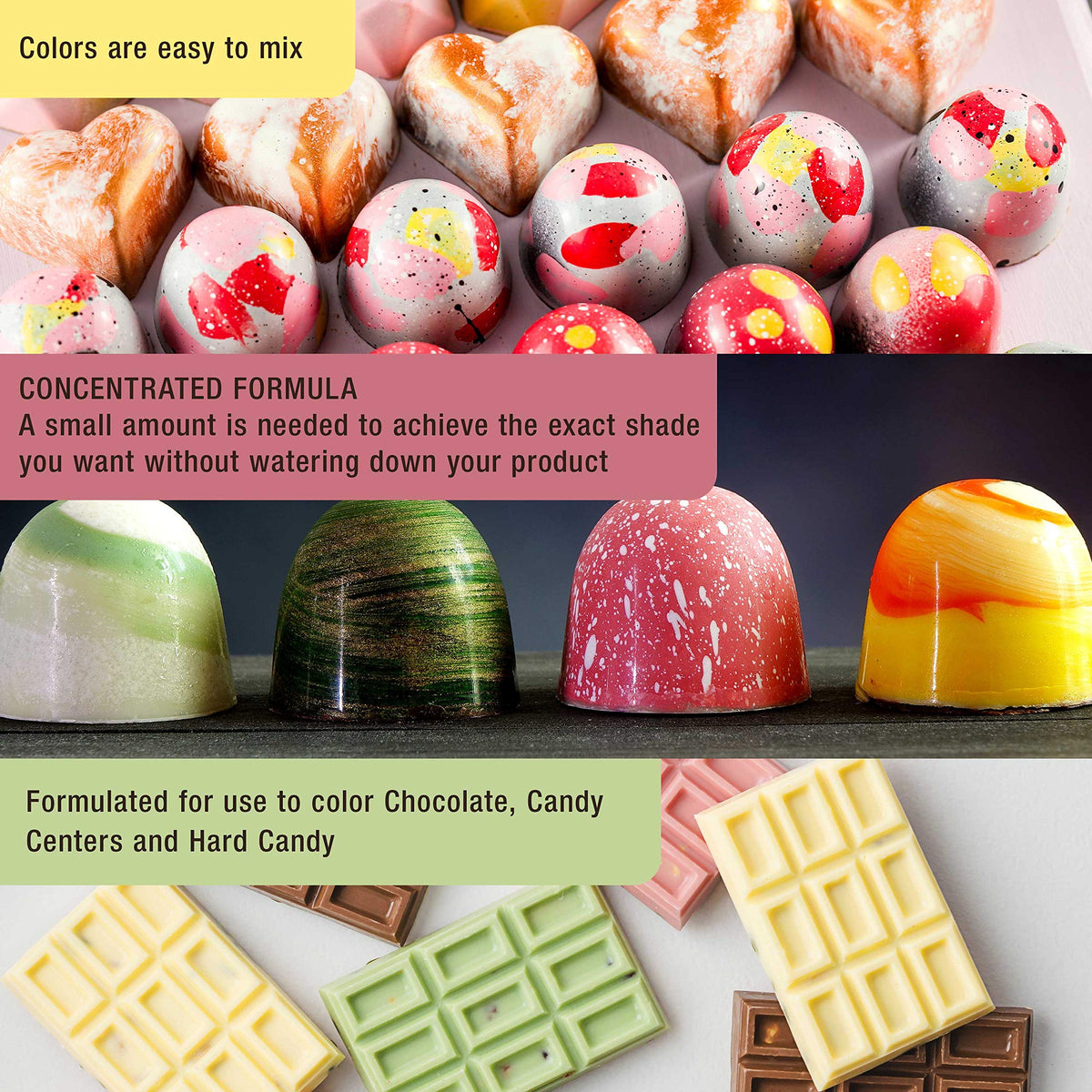 US Cake Supply color swatch chart guiding shade selection