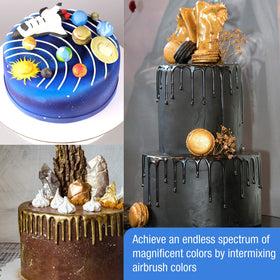 Intermixable metallic colors on fondant for seamless shading