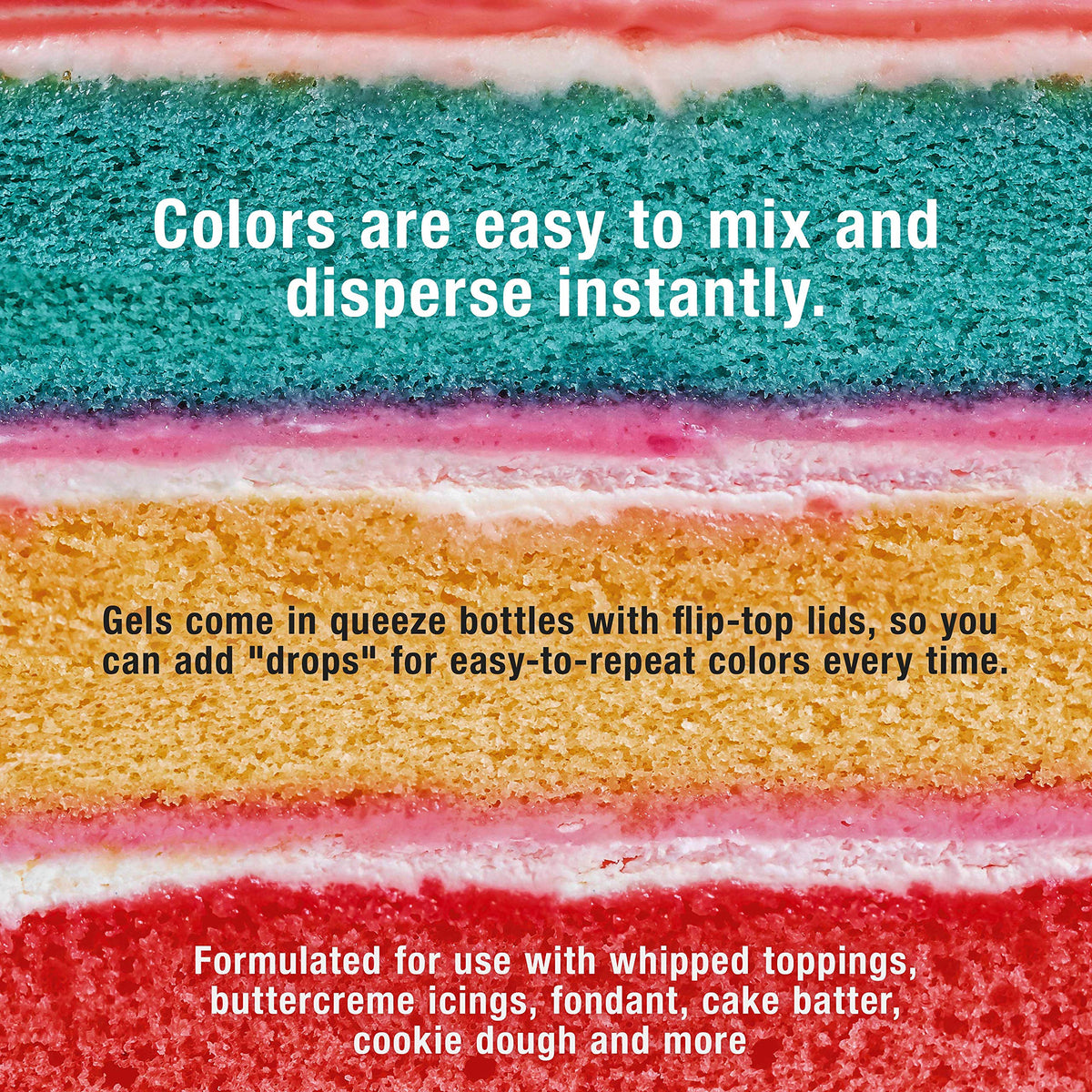 U.S. Cake Supply Liqua-Gel buttercream colors on icing for accents.