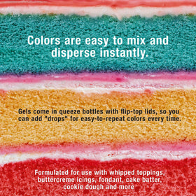 U.S. Cake Supply Liqua-Gel buttercream colors on icing for accents.