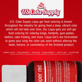 U.S. Cake Supply Liqua-Gel colors dispense drops for repeatable results.