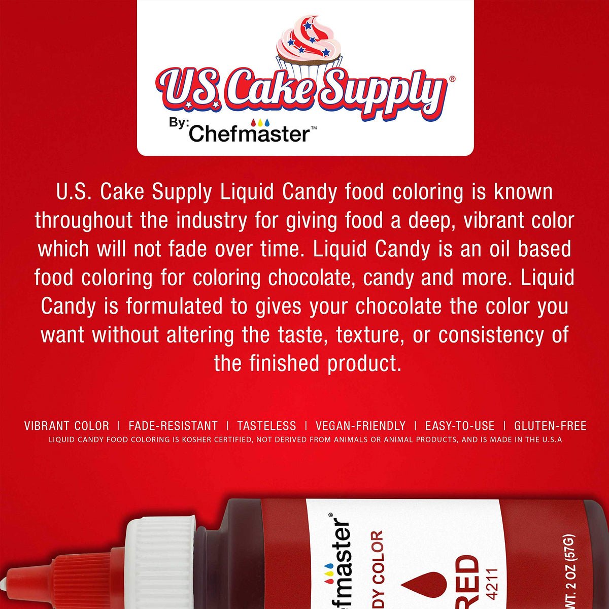 US Cake Supply oil-based coloring drops for vibrant chocolate and candy