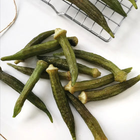US Snacks Dried Okra Chips sea salt kitchen scene, great for gatherings and on-the-go.