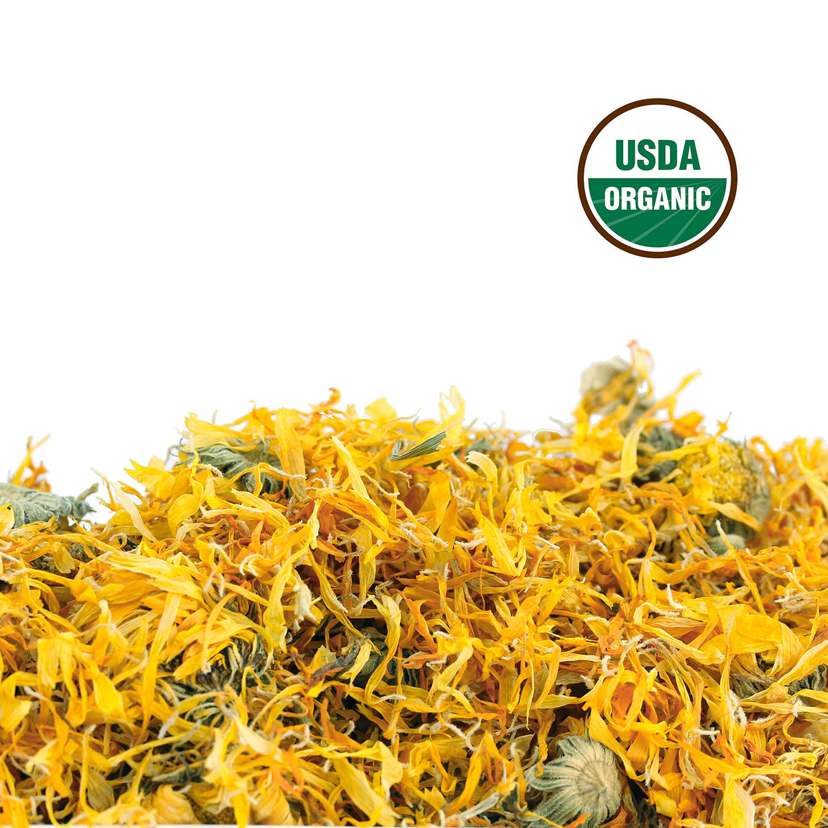 US Wellness Naturals Calendula Tea brewed cup showing warm golden infusion.