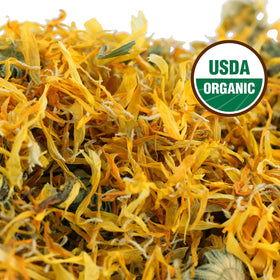 US Wellness Naturals Calendula Tea packaging highlights organic and NOP certifications.