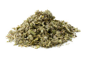 Close-up of cut-and-sifted sage leaves delivering robust aroma by U.S. Wellness Naturals.