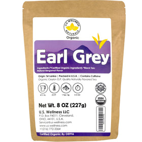 US Wellness Naturals Earl Grey loose-leaf tea in a resealable bag; bold citrus aroma and flavor.