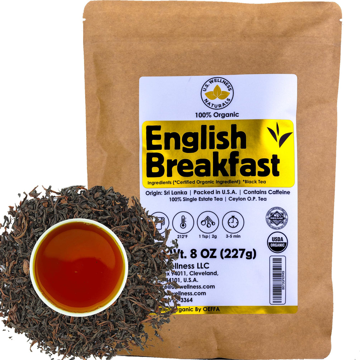 US Wellness Naturals English Breakfast Tea loose leaf ready for a crisp morning ritual