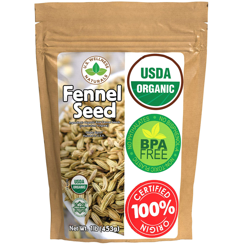 US Wellness Naturals fennel seeds bulk bag for pantry storage and cooking.
