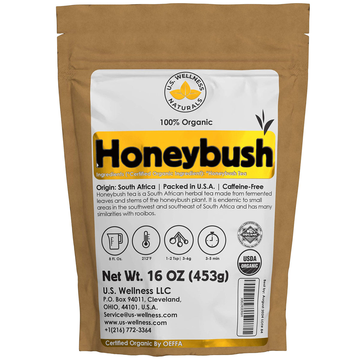 U.S. Wellness Naturals Honeybush loose leaf tea bundle for a calming evening ritual