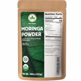 US Wellness Naturals Moringa powder bag; resealable pouch preserves freshness for daily use.
