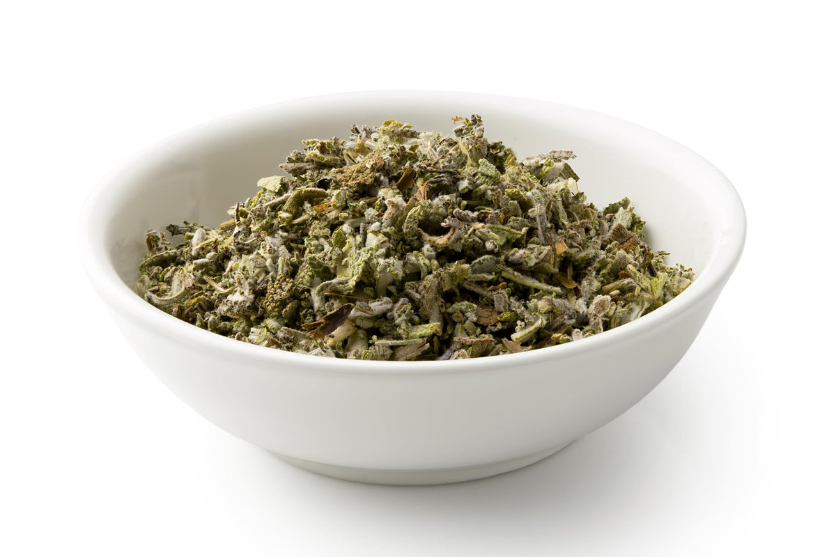 U.S. Wellness Naturals organic Albanian sage leaves ready for fragrant tea.