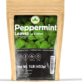 US Wellness Naturals peppermint tea packaging showing bulk loose leaf for fresh flavor