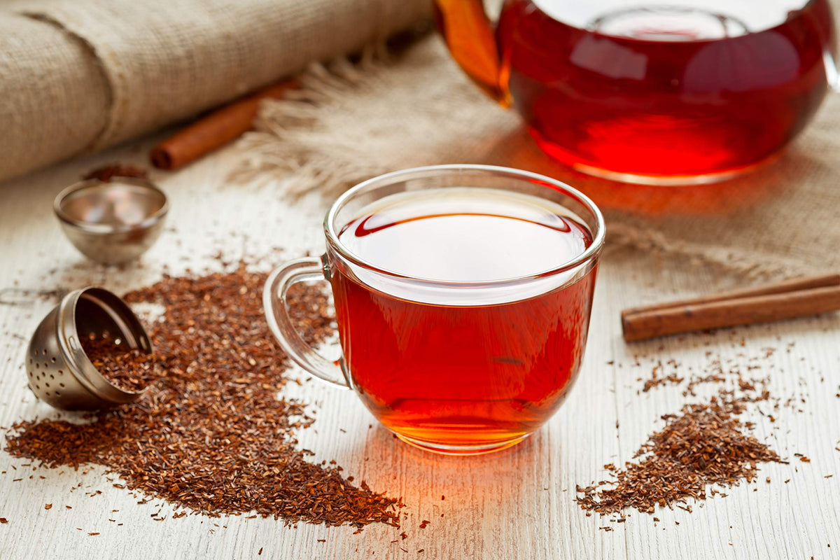 US Wellness Naturals Rooibos tea measurement scoop image, easy to brew in minutes.