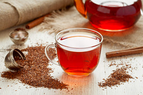 US Wellness Naturals Rooibos tea measurement scoop image, easy to brew in minutes.