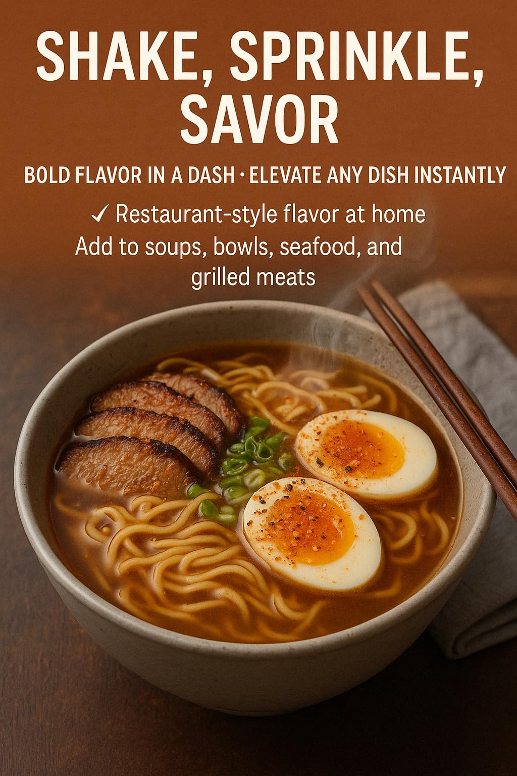 USimplySeason Togarashi grilled meat finishing touch for bold flavor.