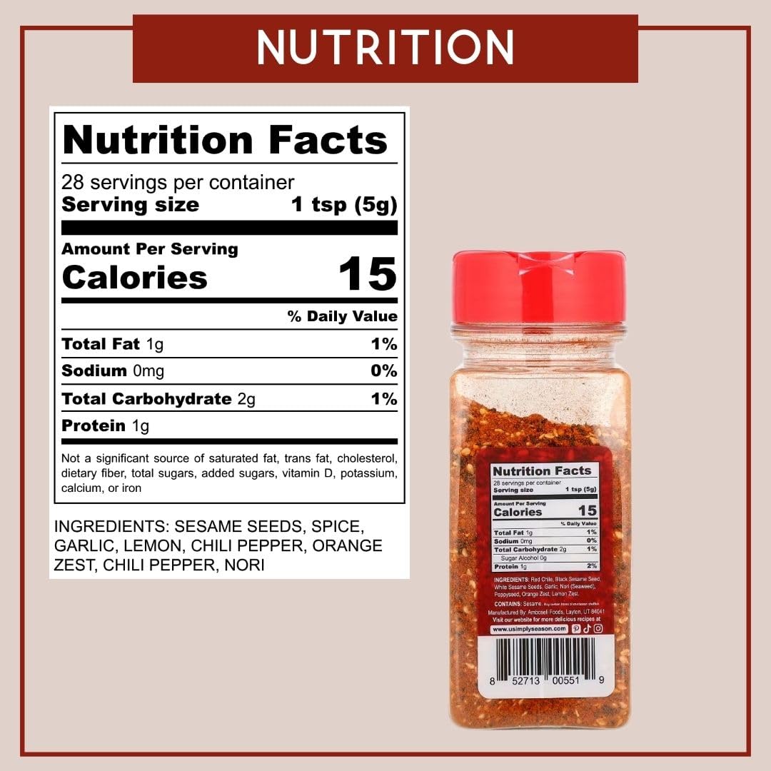 USimplySeason Togarashi ingredients highlight natural, vegan components.