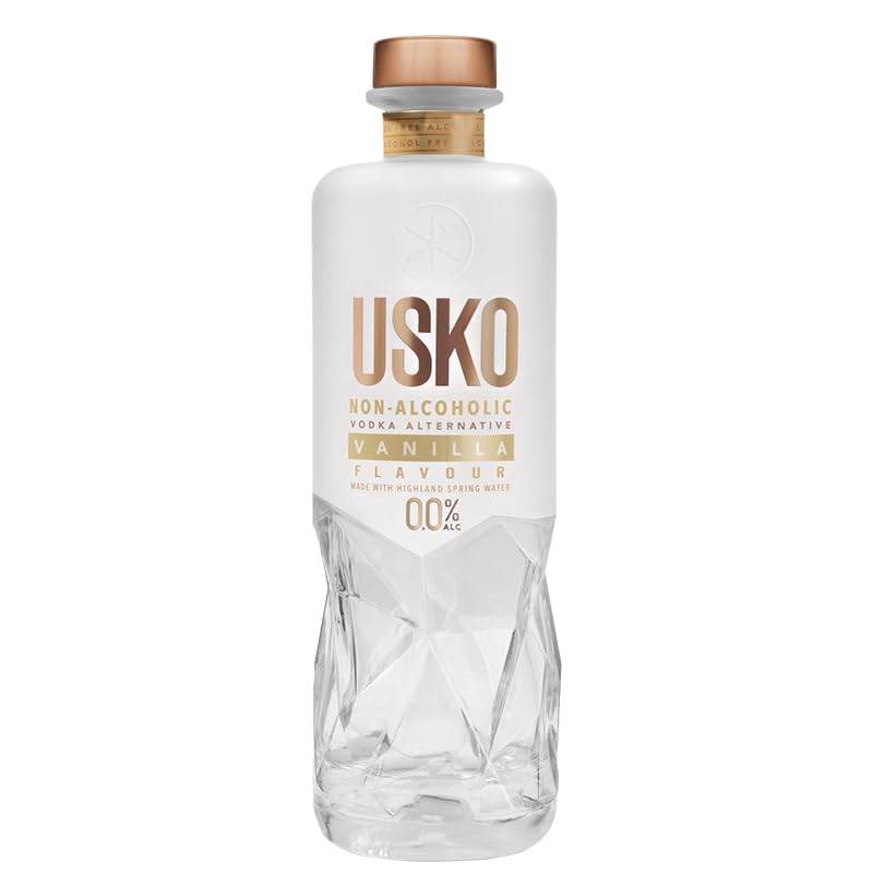 USKO Vanilla non-alcoholic vodka bottle with premium label and smooth taste profile.