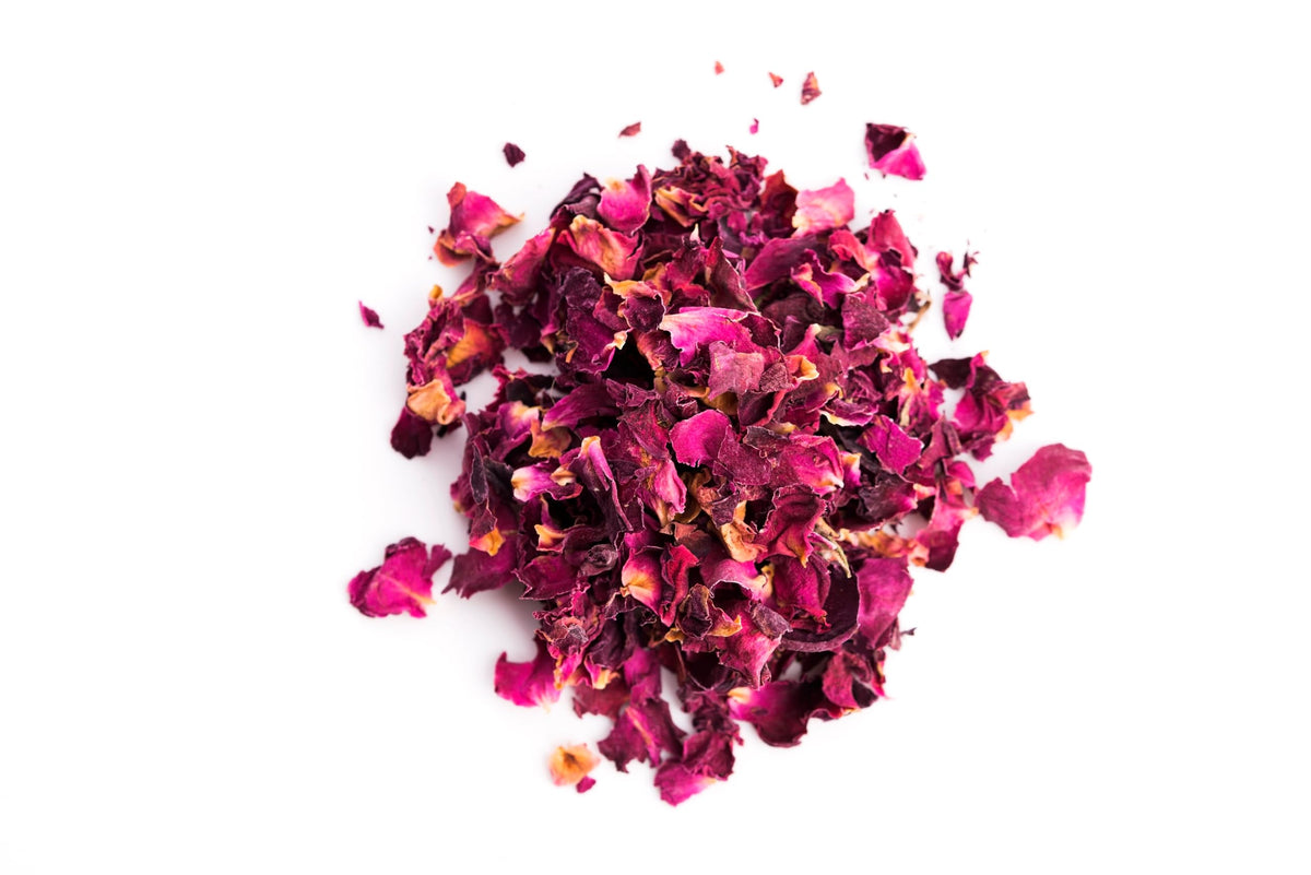 Sun-dried Egyptian rose petals from U.S. Wellness Naturals for flavorful dishes.