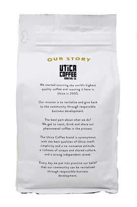 Utica Coffee Cannoli ground coffee pour captures rich aroma ideal for espresso or drip.