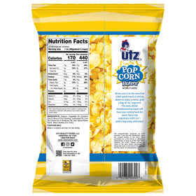 Utz Butter Popcorn on a grocery display inviting family sharing.