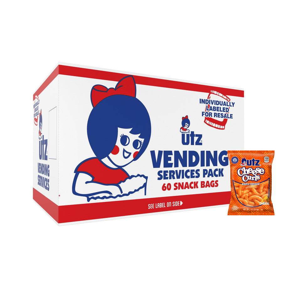 Utz Cheese Curls Baked Cheddar bag, real cheese for on-the-go snacking.