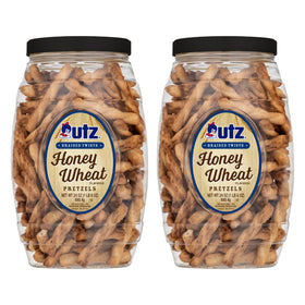 Utz Honey Wheat Braided Twists closeup shows crisp texture ideal for snacking.