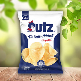 Utz No Salt Added chips on pantry shelf for quick, simple snacking