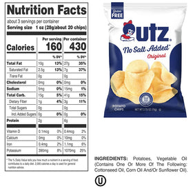 Utz No Salt Added chips as road trip snack to satisfy cravings