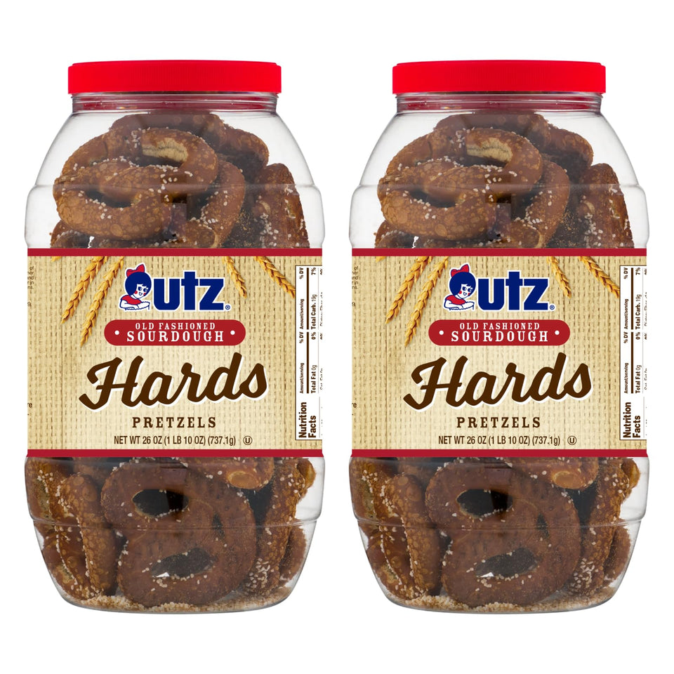 Utz Old Fashioned Sourdough Pretzels barrel twists, ideal for sharing.