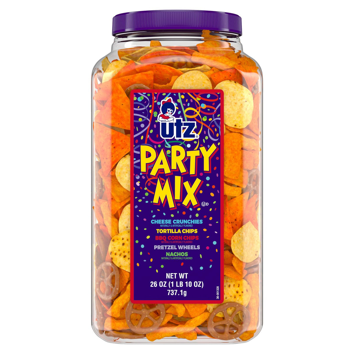 Utz Party Mix barrel in a bowl for sharing at a party
