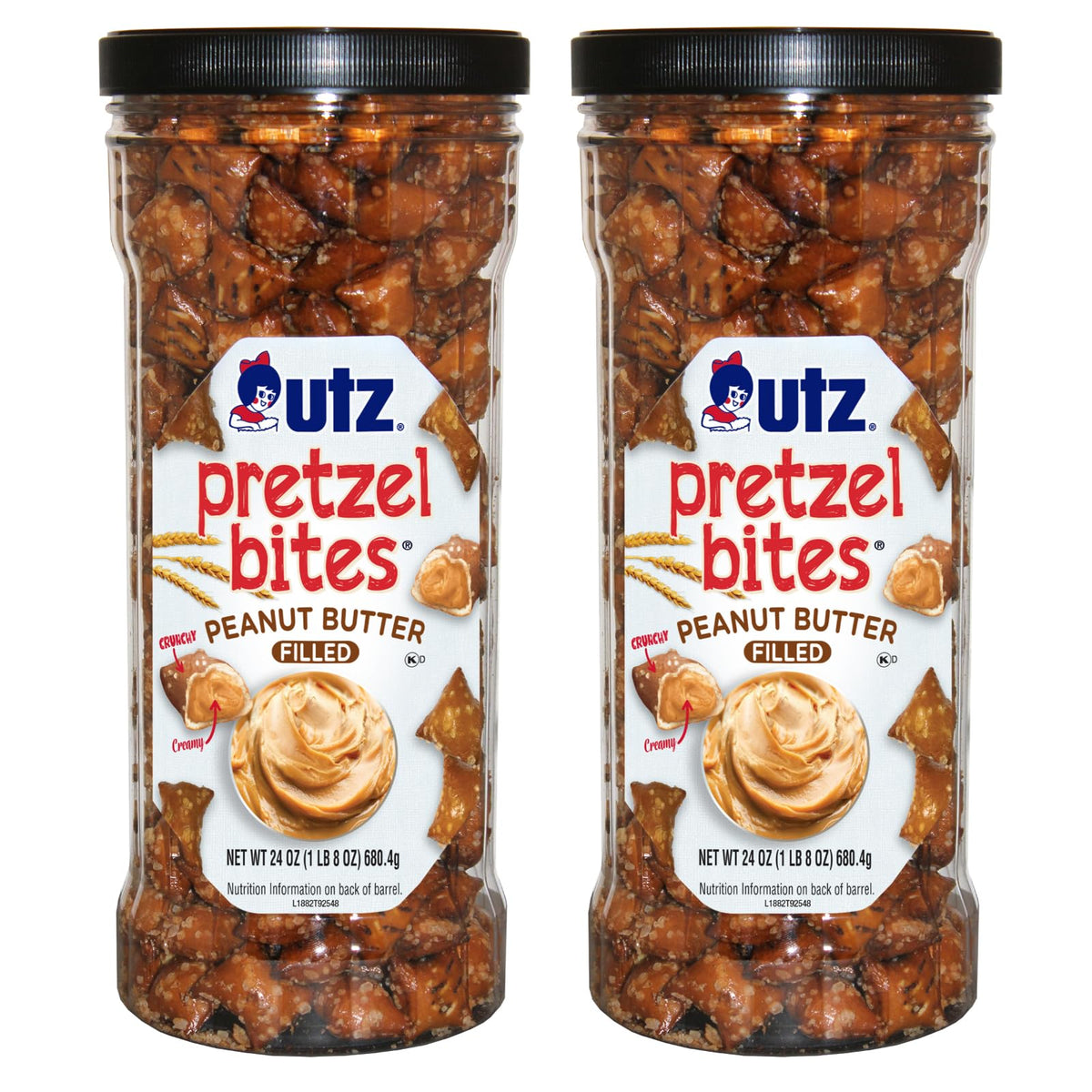 Utz Peanut Butter Pretzel Bites nugget close-up with creamy center