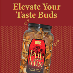 Close-up of Utz Pub Mix crunchy flavors for bold snacking.