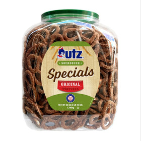 Utz Sourdough Specials Pretzels in a 63 oz barrel, crisp and savory.