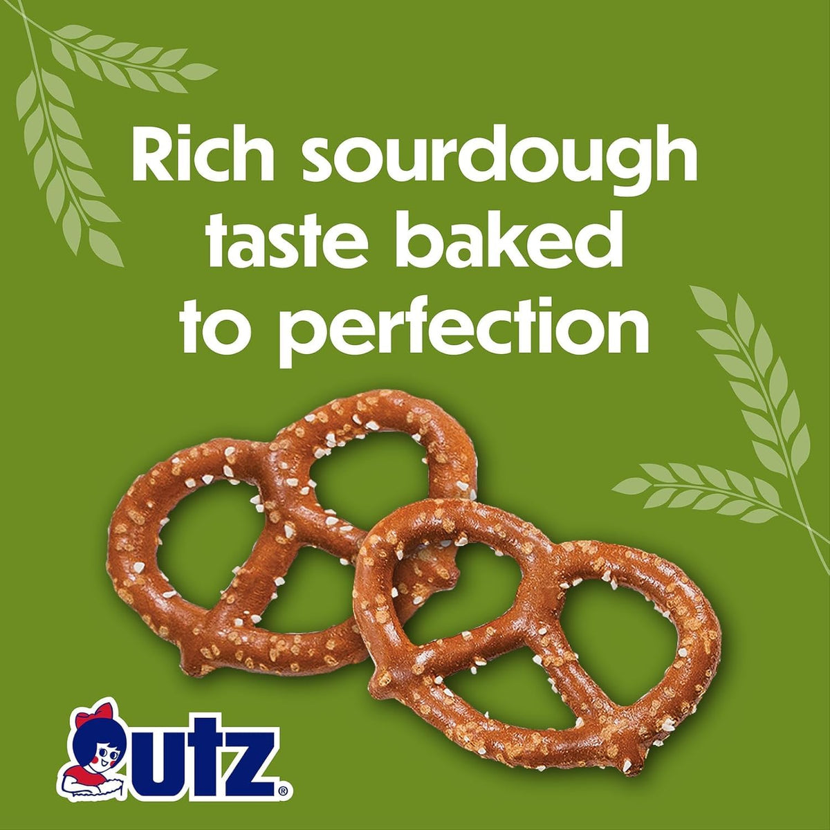 Zero cholesterol and kosher-certified Utz Sourdough Pretzels packaging.