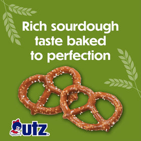 Zero cholesterol and kosher-certified Utz Sourdough Pretzels packaging.